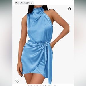 Blue satin mini dress